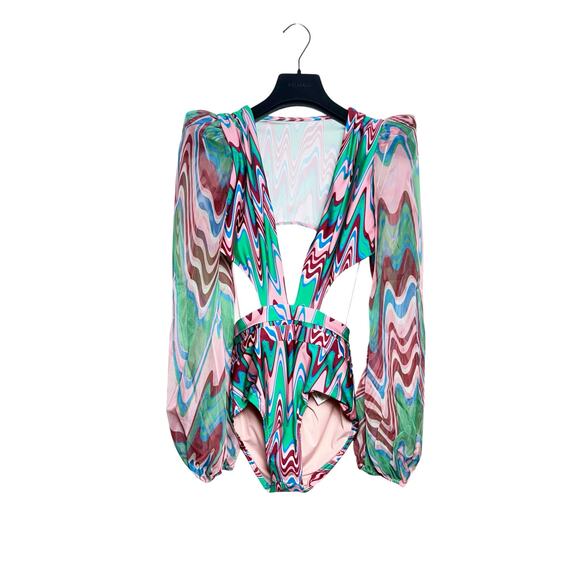 Patbo NWT Wave Tulle Cutout Bodysuit Size Small - Picture 3 of 6